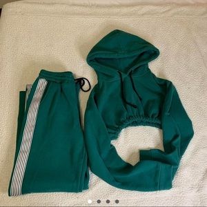 Fashion Nova Heavily Lined Cropped Track Suit Green